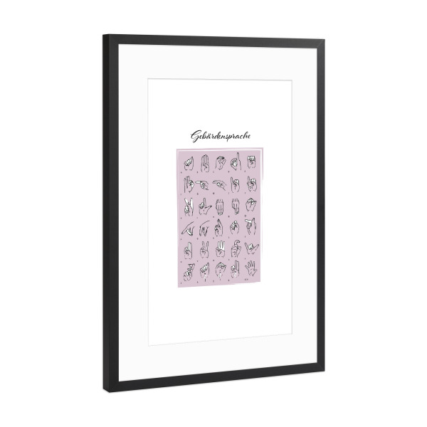 Poster mit Rahmen Schwarz (Metallic) "Gebärdensprache" artboxONE - Typografie,Menschen,Buchstaben