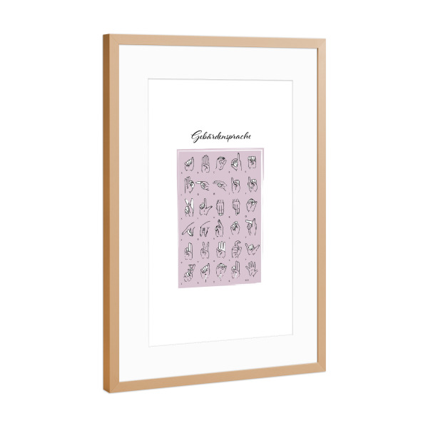 Poster mit Rahmen Kupfer "Gebärdensprache" artboxONE - Typografie,Menschen,Buchstaben
