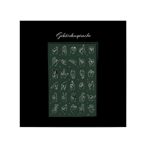 Poster 20x20 cm "Gebärdensprache Alphabet" artboxONE - Typografie,Für Kinder,Liebe,Für Mama,Für Papa
