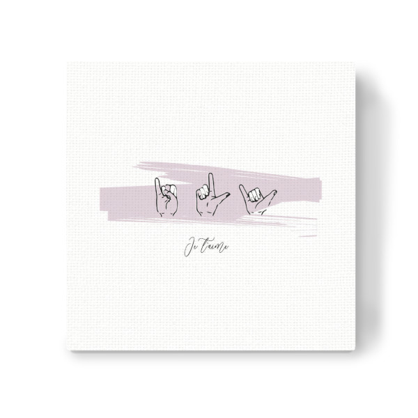 Leinwandbild "Je t'aime - Gebärdensprache" artboxONE - Typografie,Für Kinder,Liebe,Für Mama,Für Papa