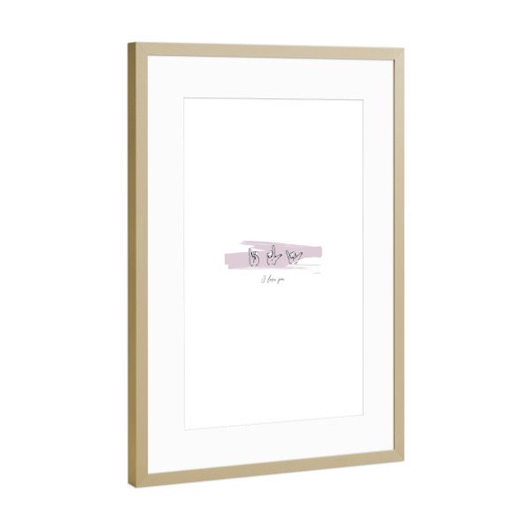 Poster mit Rahmen Gold "Sign language I love you!" artboxONE - Typografie,Für Kinder,Liebe,Für Mama,Für Papa
