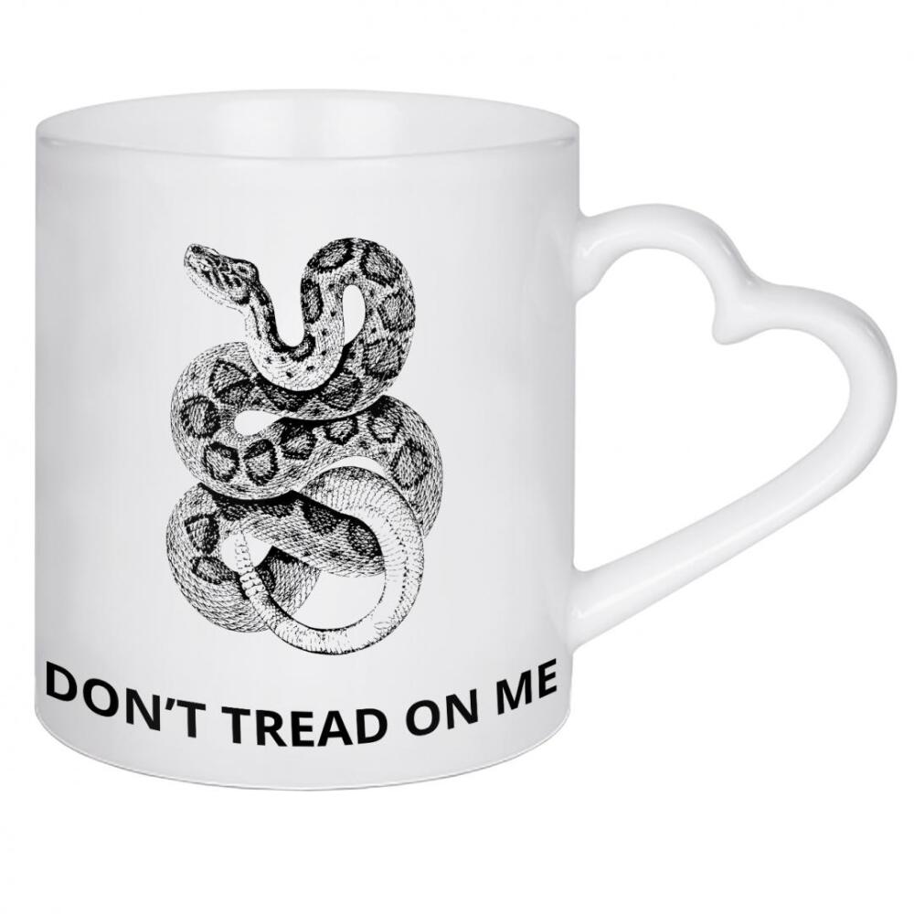 Herztasse "Don't step on me" artboxONE - Typografie,Natur - Don't tread on me,Snake,Animal,Freedom,Message,Phrase