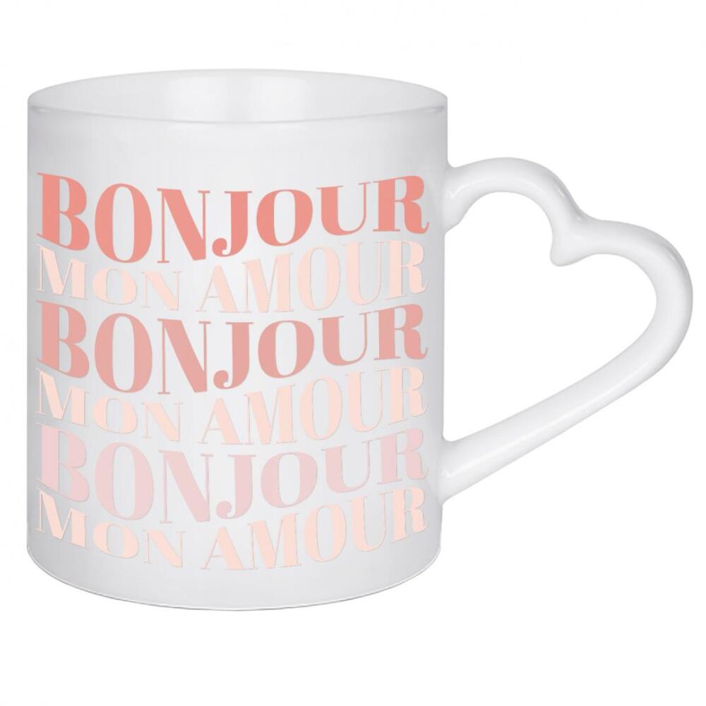 Herztasse "Bonjour, Mon Amour" artboxONE - Typografie,Liebe