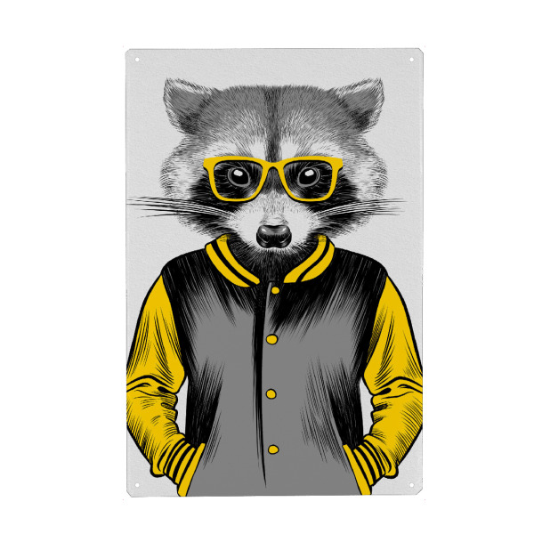 Holzbild "Intellectual raccoon" artboxONE - Tiere,Lustig