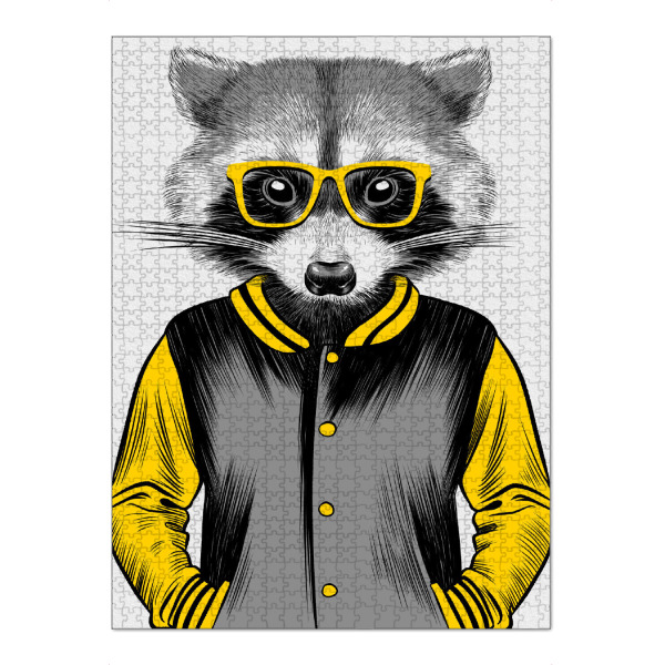 Puzzle Ravensburger "Intellectual raccoon" artboxONE - Tiere,Lustig