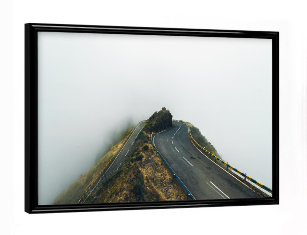 Poster mit schwarzem Rahmen "FOG Road" artboxONE - Natur,Reise