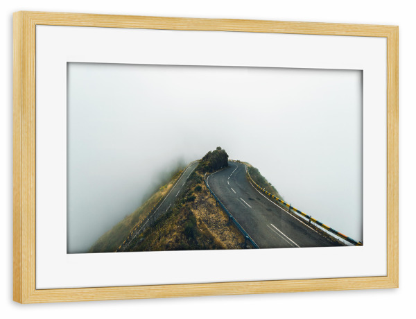Poster mit Rahmen kiefer "FOG Road" artboxONE - Natur,Reise