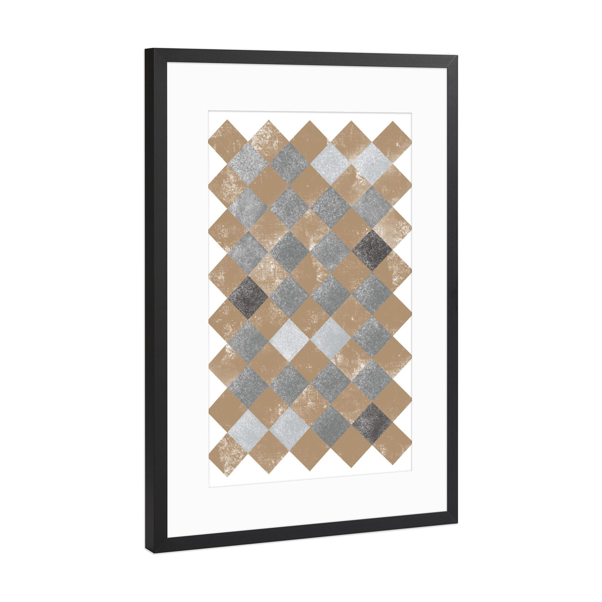 Poster mit Rahmen Schwarz (Metallic) "Gold and grey pattern" artboxONE - Abstrakt,Geometrie