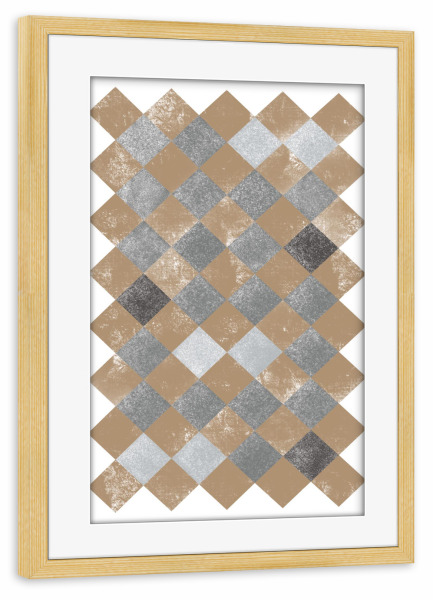 Poster mit Rahmen kiefer "Gold and grey pattern" artboxONE - Abstrakt,Geometrie - Gold,Grey,Black,Minimal,Pattern,Texture,Geometry,Geometrie