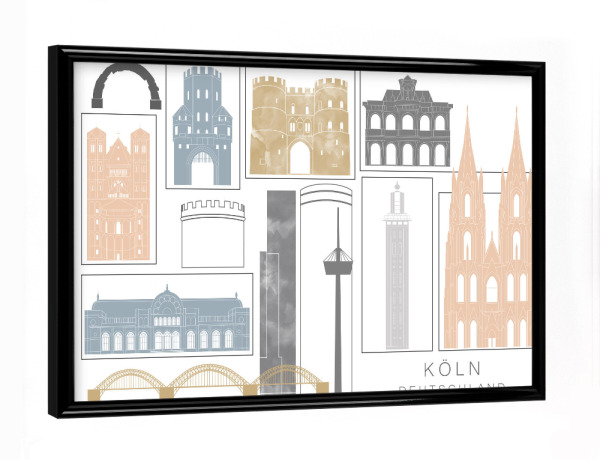 Poster mit schwarzem Rahmen "Cologne skyline earth" artboxONE - Städte,Städte / Köln,Reise,Architektur