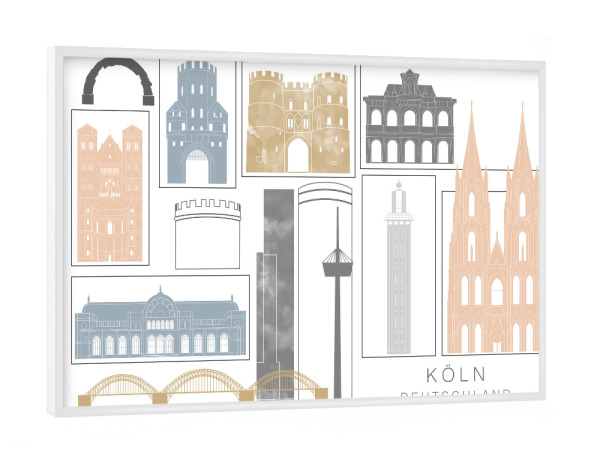 Poster mit weißem Rahmen "Cologne skyline earth" artboxONE - Städte,Städte / Köln,Reise,Architektur