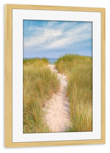 Poster mit Rahmen kiefer "Pfad durch die Dünen" artboxONE - Natur,Reise,Reise / Strand und Meer,Reise / Länder