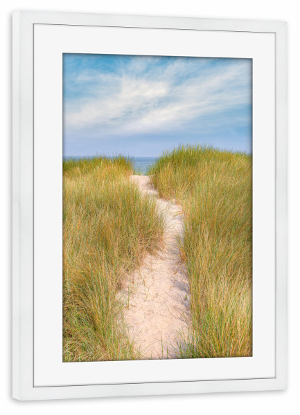 Poster mit Rahmen weiß "Pfad durch die Dünen" artboxONE - Natur,Reise,Reise / Strand und Meer,Reise / Länder