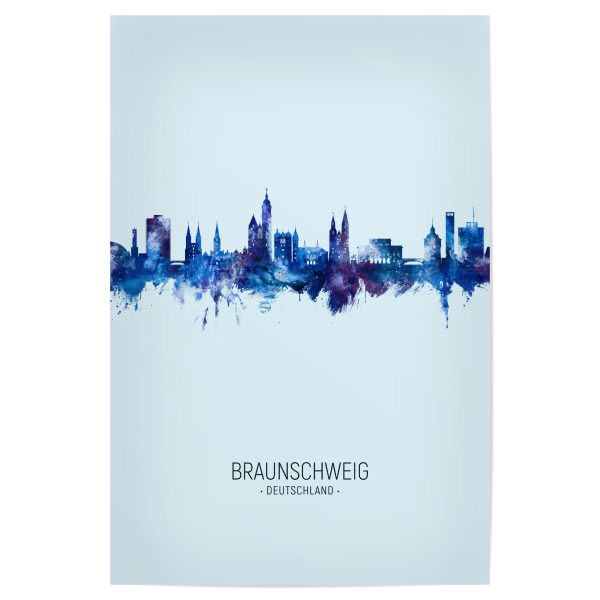 Poster "Braunschweig Skyline Dark Blue" artboxONE - Städte