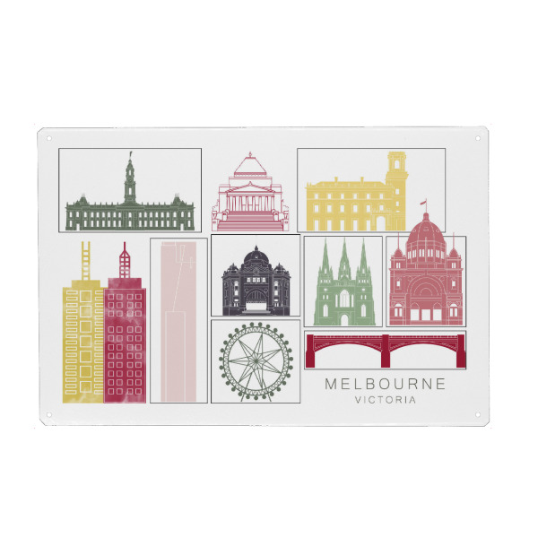 Metall Poster "Melbourne skyline burgundy" artboxONE - Städte,Reise,Architektur