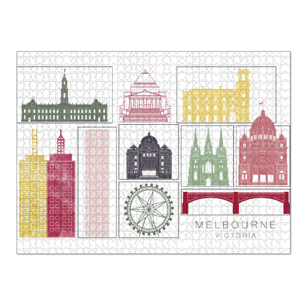 Puzzle Ravensburger "Melbourne skyline burgundy" artboxONE - Städte,Reise,Architektur