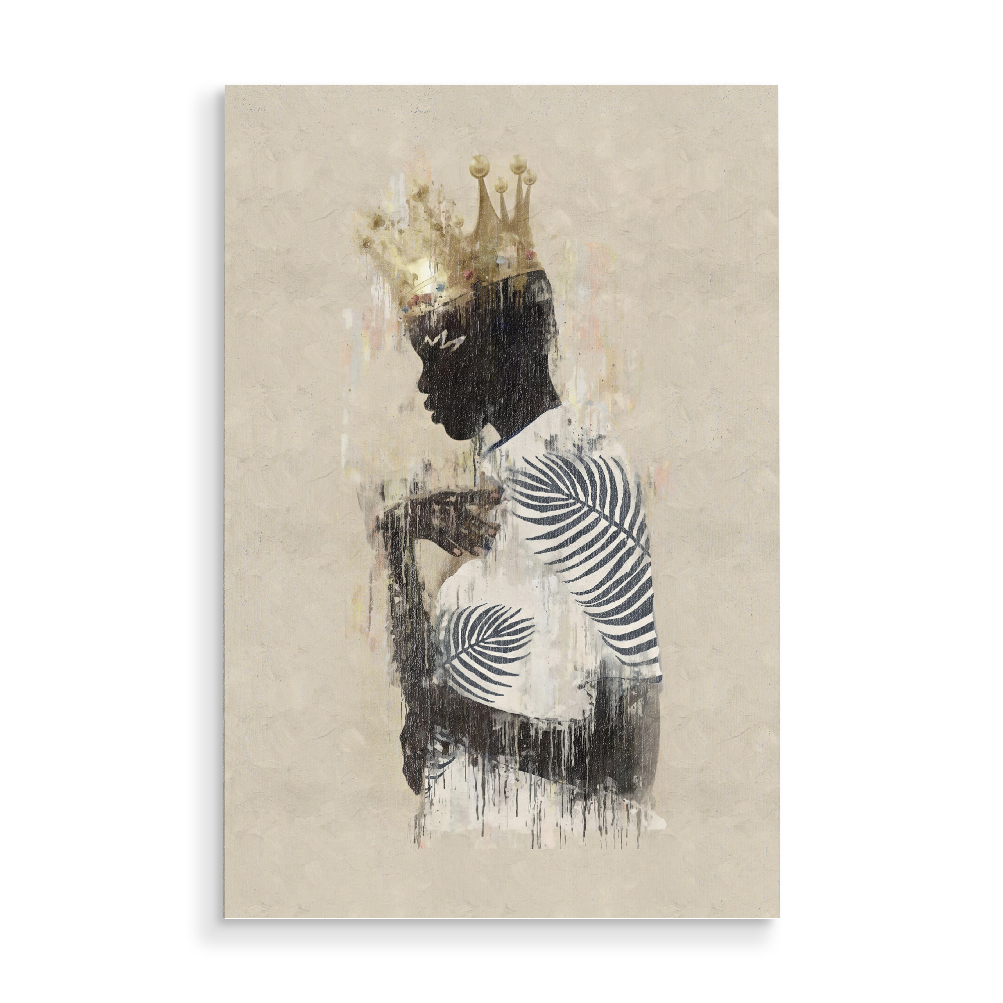 Holzbild "Tropisch Königin" artboxONE - Natur,Menschen - Female,Woman,Frau,Königin,Krone,Abstract,Abstrakt
