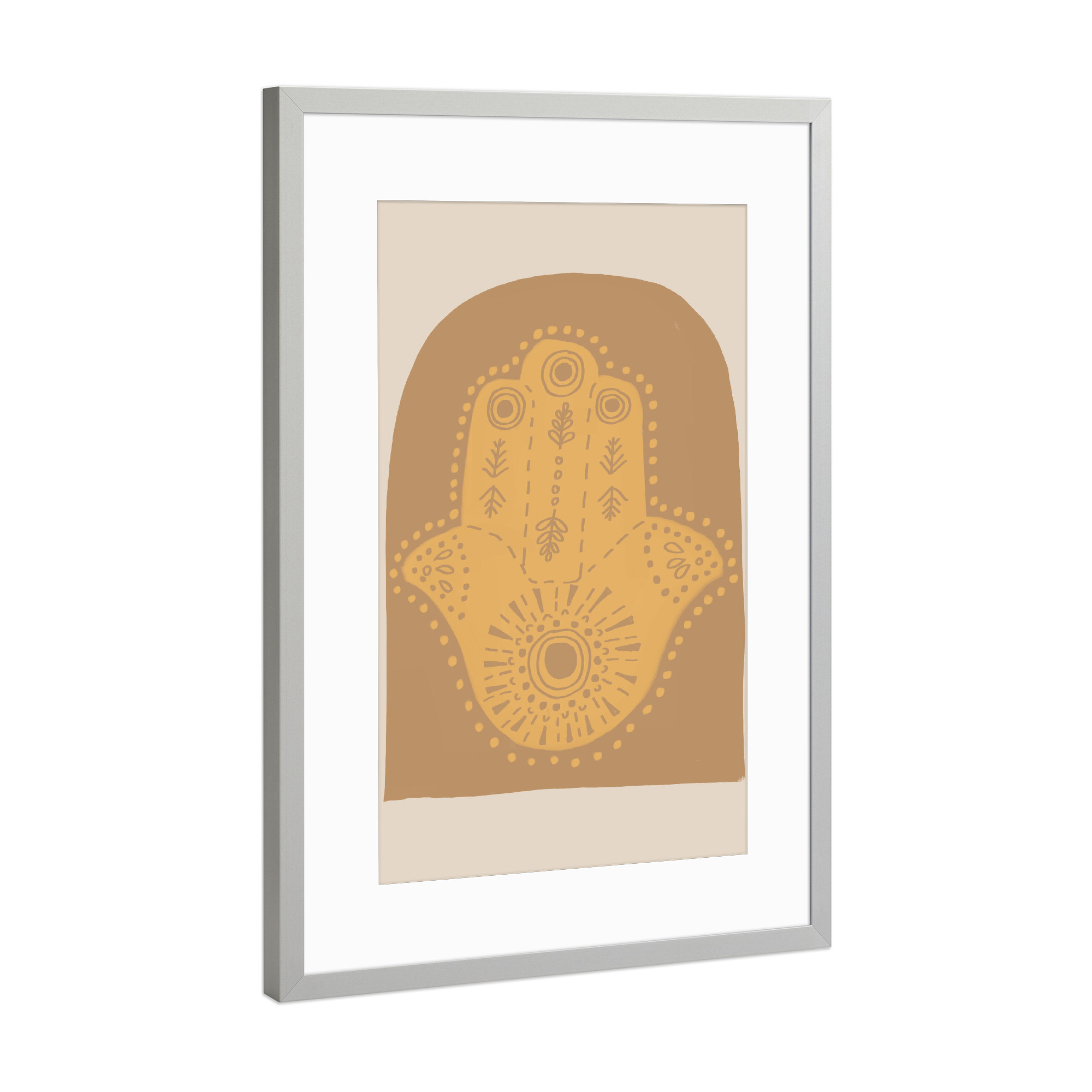 Poster mit Rahmen Silber "Boho Style Hand Paint" artboxONE - Reise,Abstrakt - Boho,Vintage,Yellow,Hand,Abstract,Abstrakt,Travel,Reise