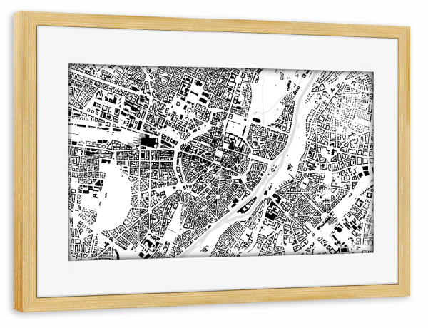 Poster mit Rahmen kiefer "Munich building footprints" artboxONE - Städte,Städte / München,Kartografie