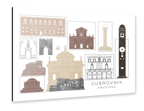 Alu-Dibond "Dubrovnik skyline black & brown" 30x20 cm artboxONE