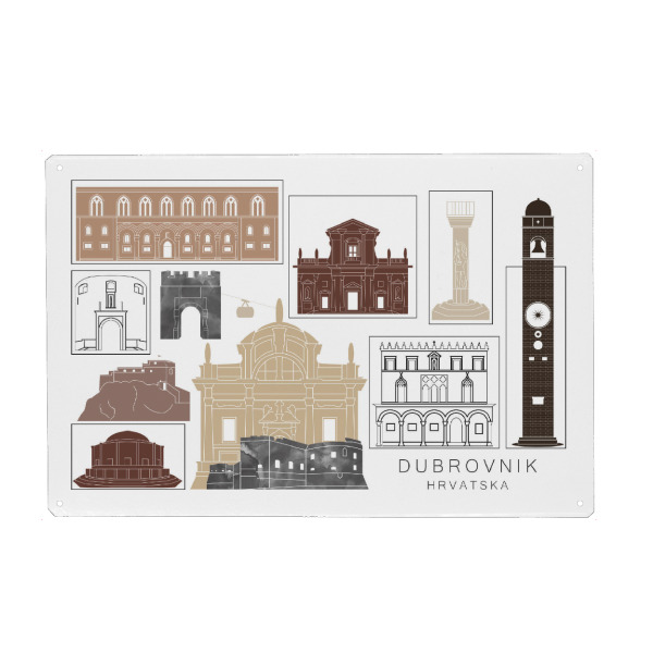 Metall Poster "Dubrovnik skyline black & brown" artboxONE - Städte,Reise,Architektur