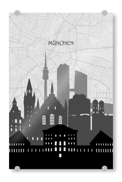 Acrylglasbild "Munich cityscape map" artboxONE - Städte,Städte / München,Reise,Architektur,Kartografie