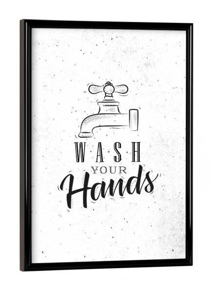 Poster mit schwarzem Rahmen "Bathroom faucet graphic" artboxONE - Typografie,Für Kinder,Für Mama,Für Papa