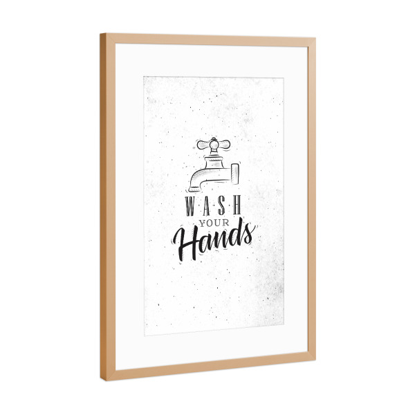 Poster mit Rahmen Kupfer "Bathroom faucet graphic" artboxONE - Typografie,Für Kinder,Für Mama,Für Papa