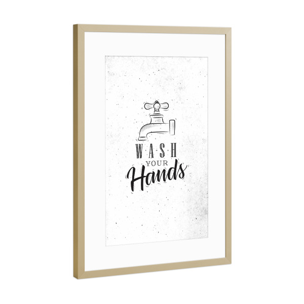 Poster mit Rahmen Gold "Bathroom faucet graphic" artboxONE - Typografie,Für Kinder,Für Mama,Für Papa