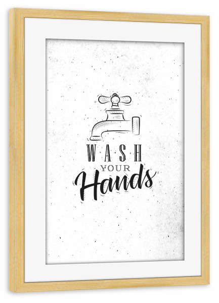Poster mit Rahmen kiefer "Bathroom faucet graphic" artboxONE - Typografie,Für Kinder,Für Mama,Für Papa