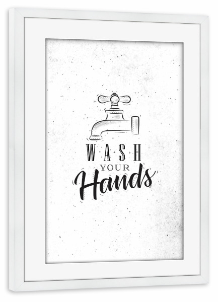 Poster mit Rahmen weiß "Bathroom faucet graphic" artboxONE - Typografie,Für Kinder,Für Mama,Für Papa