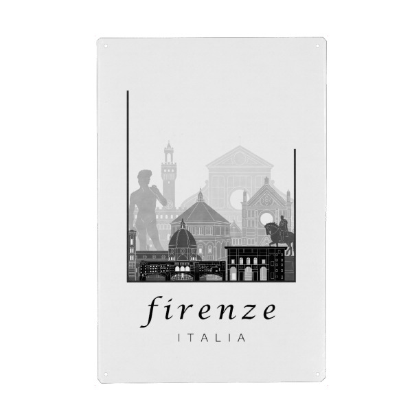 Holzbild "Florence skyline black & white" artboxONE - Städte,Architektur