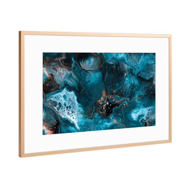 Poster mit Rahmen Kupfer "Kaysymoon Ocean" artboxONE - Abstrakt,Marmor,Galaxy