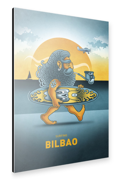 Alu-Dibond "Bilbao Surfer" 30x20 cm artboxONE