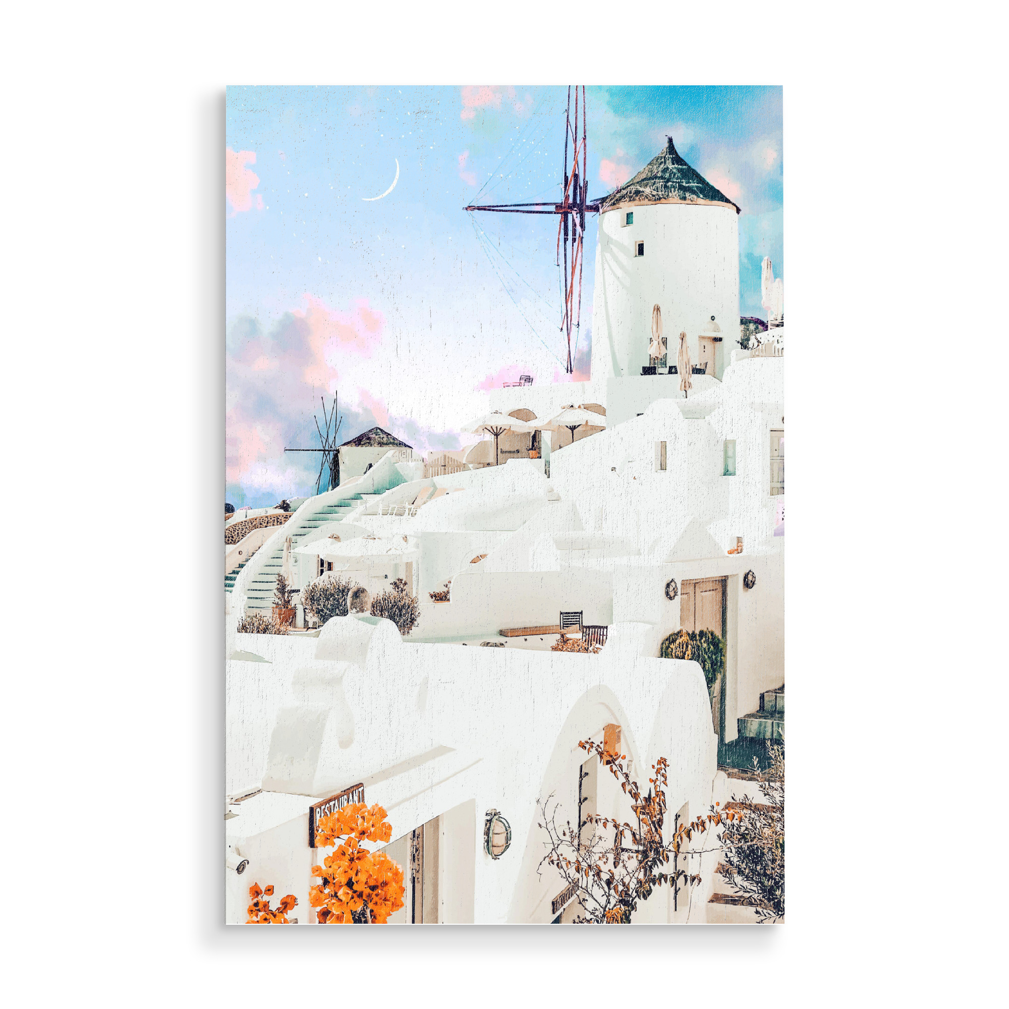 Holzbild "Greek Moon" artboxONE - Städte,Architektur
