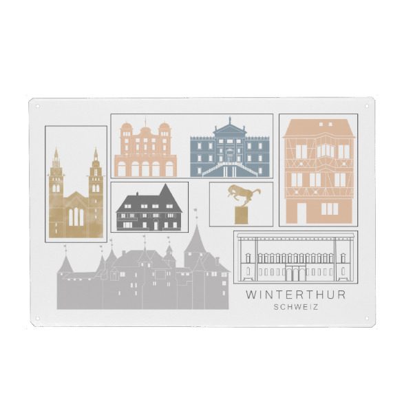 Holzbild "Winterthur skyline earth" artboxONE - Städte,Reise,Architektur