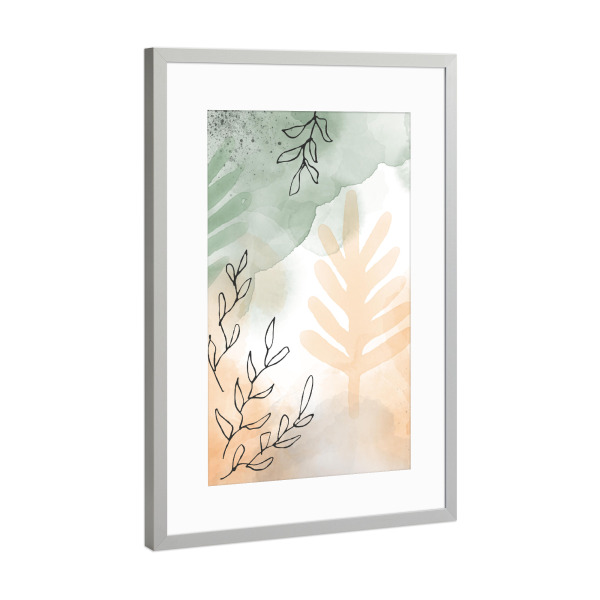Poster mit Rahmen Silber "Pastel Greenery Theme" artboxONE - Natur,Floral,Abstrakt