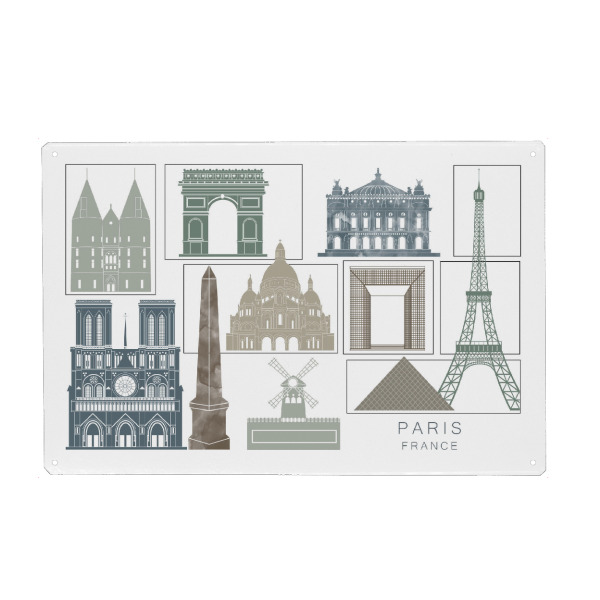 Holzbild "Paris skyline, navy" artboxONE - Städte,Reise,Architektur,Städte / Paris
