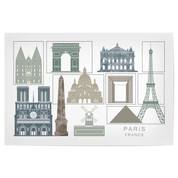 Poster "Paris skyline, navy" artboxONE - Städte,Reise,Architektur,Städte / Paris
