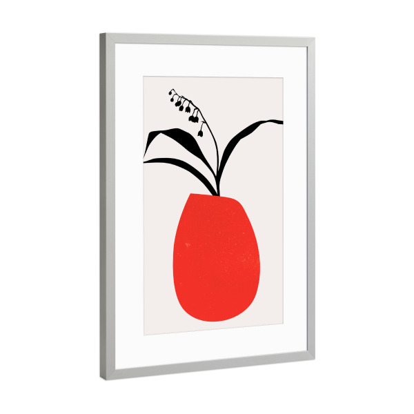 Poster mit Rahmen Silber "Red Water Lilies" artboxONE - Natur,Floral,Abstrakt