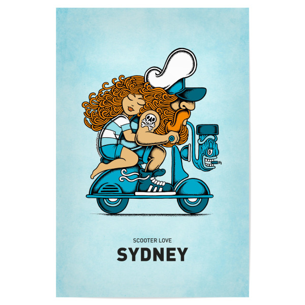 Poster 30x20 cm "Sydney Scooter Love" artboxONE - Reise,Liebe,Städte / Sydney,Lustig