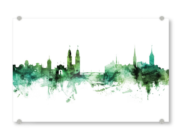 Acrylglasbild "Zurich Switzerland Skyline Green" artboxONE - Städte,Städte / Zürich