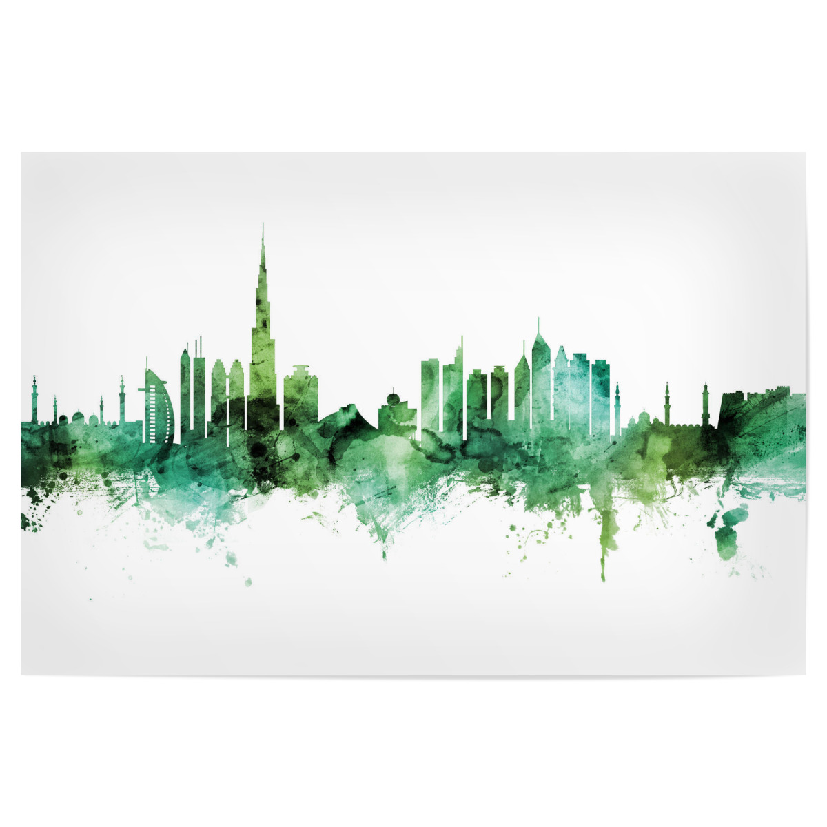 Dubai Skyline Green Als Poster Bei Artboxone Kaufen