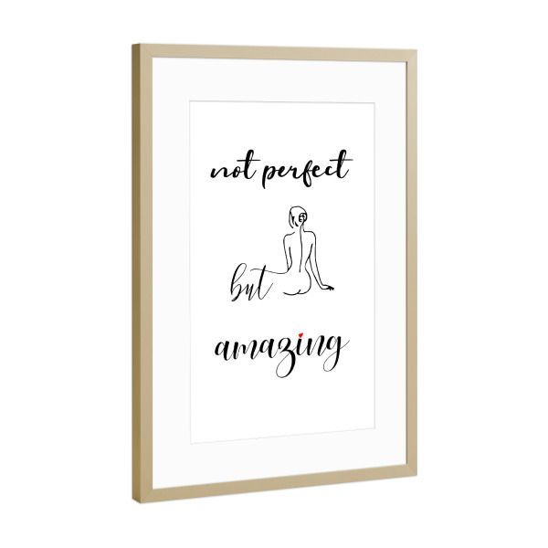 Poster mit Rahmen Gold "Nicht Perfekt" artboxONE - Typografie