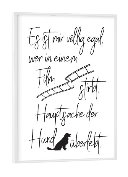 Poster mit weißem Rahmen "Hauptsache der Hund" artboxONE - Typografie - Tier,Hund,Film,Egal,Leben,Haustier,Animal,Typo,Typografie,Typography,Pet
