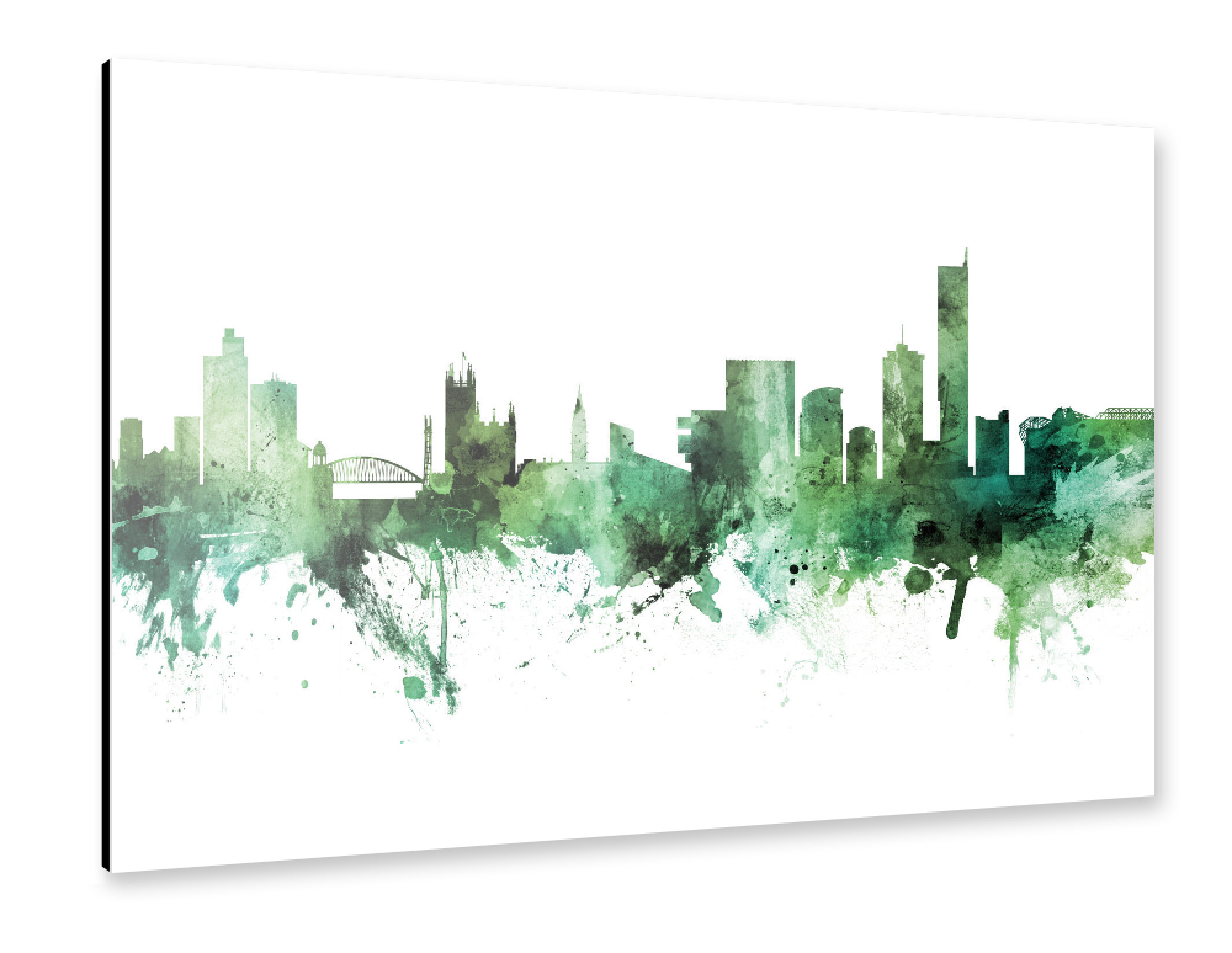 Alu-Dibond "Manchester England Skyline Green" 30x20 cm artboxONE