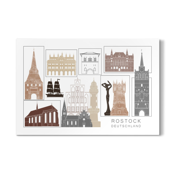 Galerie-Print "Rostock skyline black & brown" 30x20 cm artboxONE