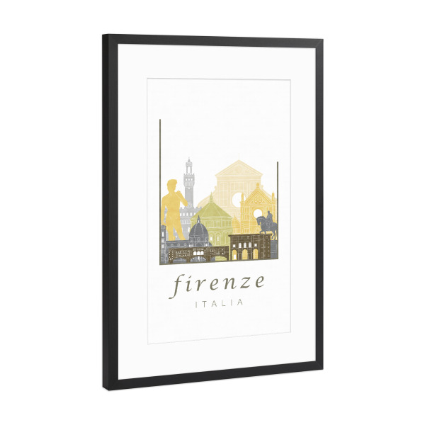 Poster mit Rahmen Schwarz (Metallic) "Florence skyline desert" artboxONE - Städte,Architektur
