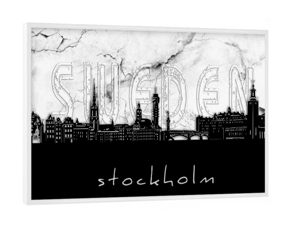 Poster mit weißem Rahmen "Stockholm skyline marble" artboxONE - Städte,Reise,Architektur,Marmor