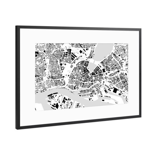 Poster mit Rahmen Schwarz (Metallic) "Hamburg building footprints" artboxONE - Städte,Städte / Hamburg,Kartografie